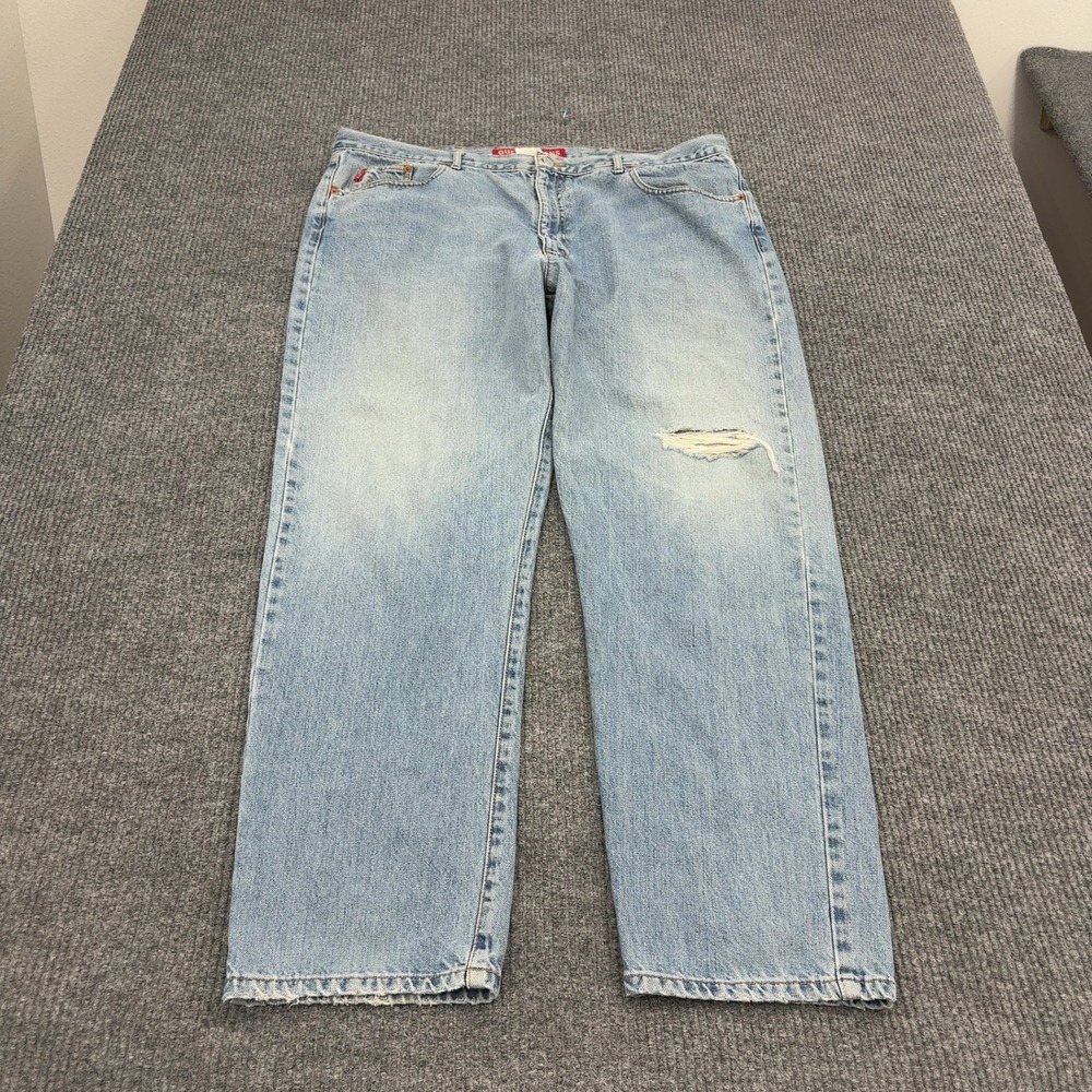 Vintage Guess Jeans Men 42 Light Blue Cotton Distressed Denim Relaxed Streetwear